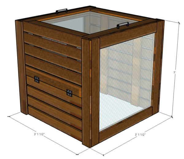 3D drawing of the finished compost bin