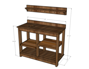 Schematic rendering of the potting bench